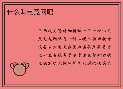 什么叫电竞网吧